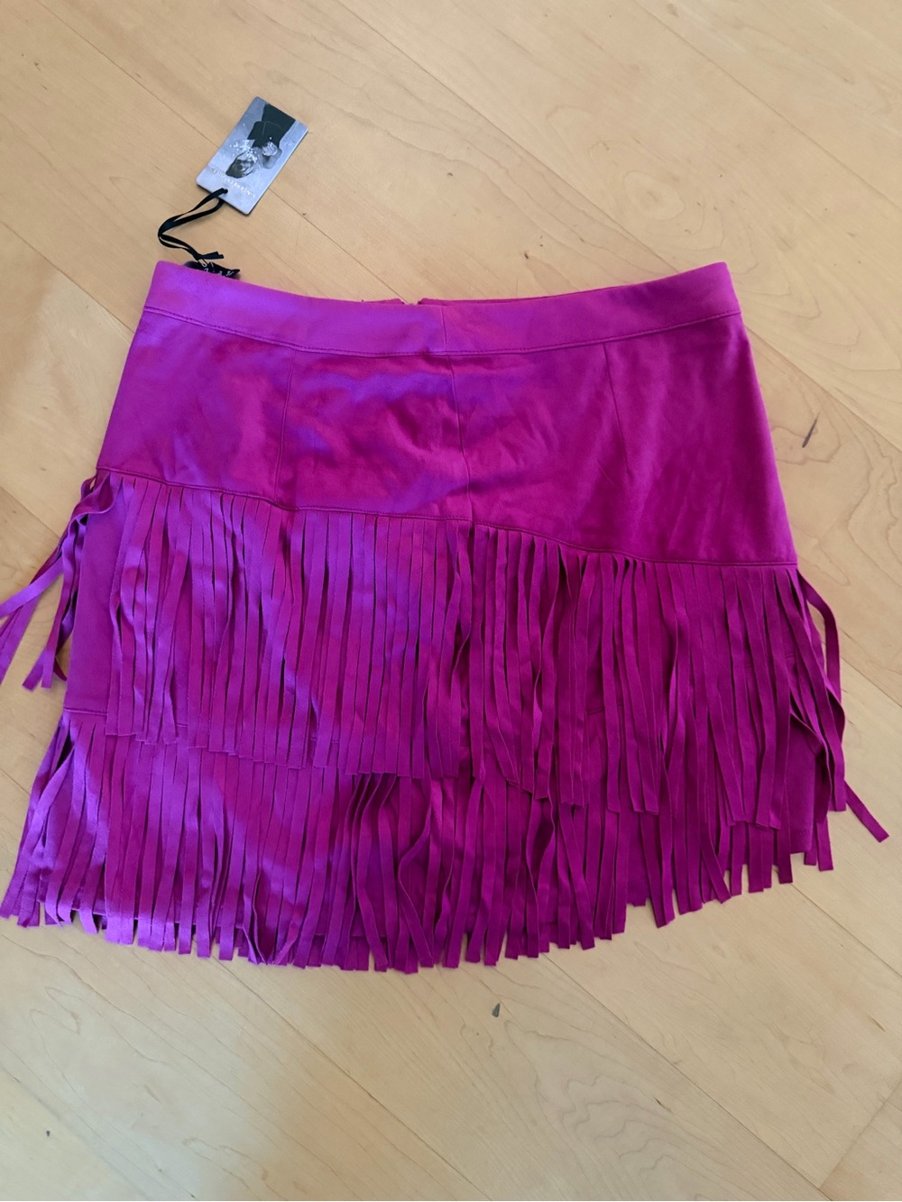 Sincerly Jules Fuchsia Fringe Tiered Mini Skirt